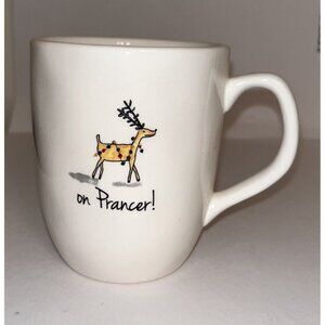 Magenta RAE DUNN " on Prancer ! " Christmas Reindeer Artisan Mug